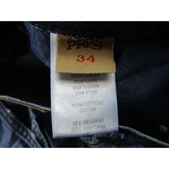 PRPS Jeans Mens 34x34 Blue‎ Demon Fit Button Fly Dark Denim Distressed E72B102P